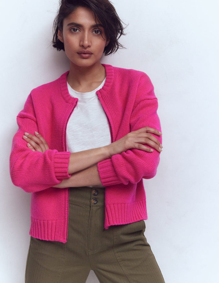 Maya Zip-up Jacket-Flamboyant Pink