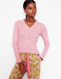 Henley Pyjama Top-Pink