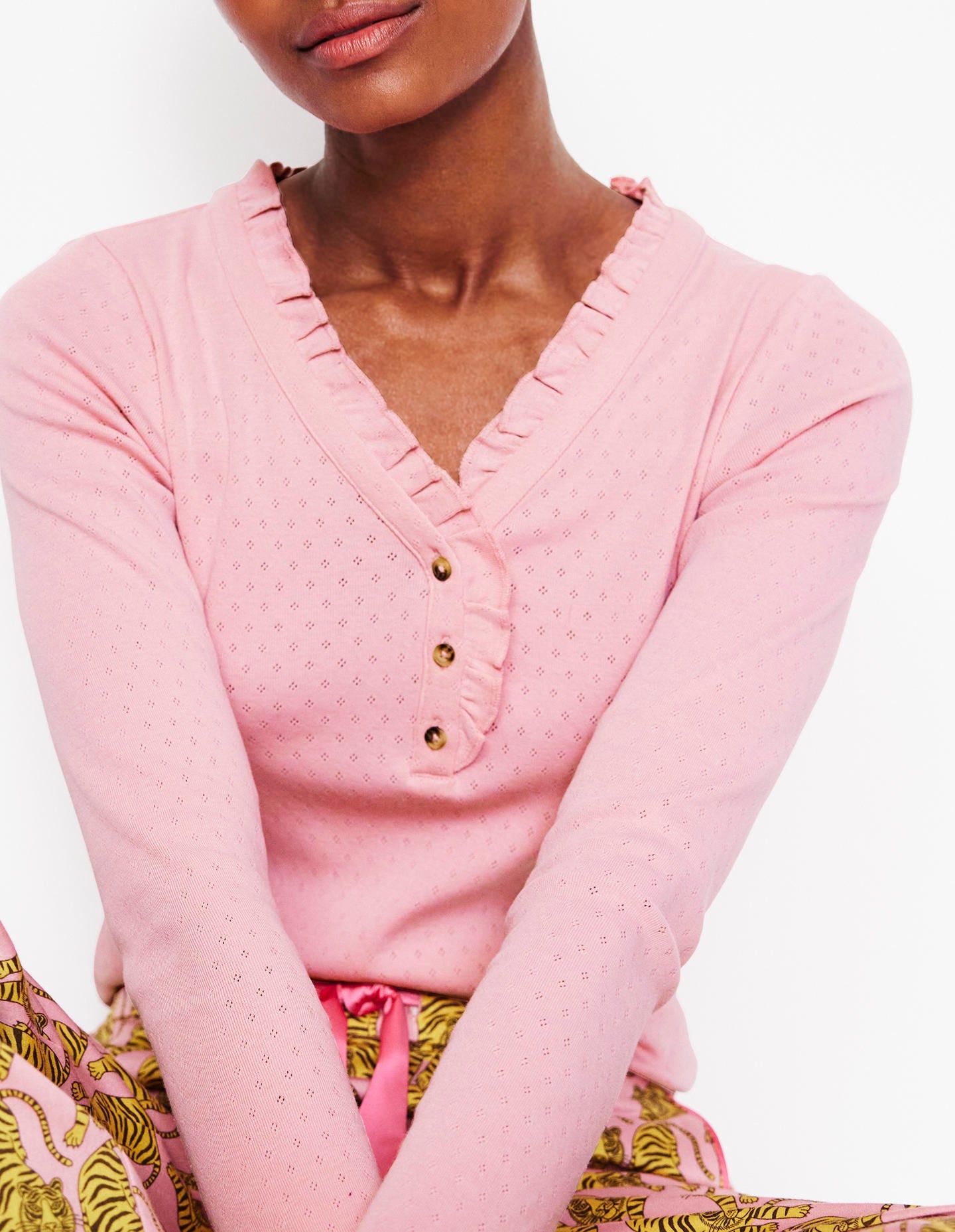 Henley Pyjama Top-Pink - Image 4