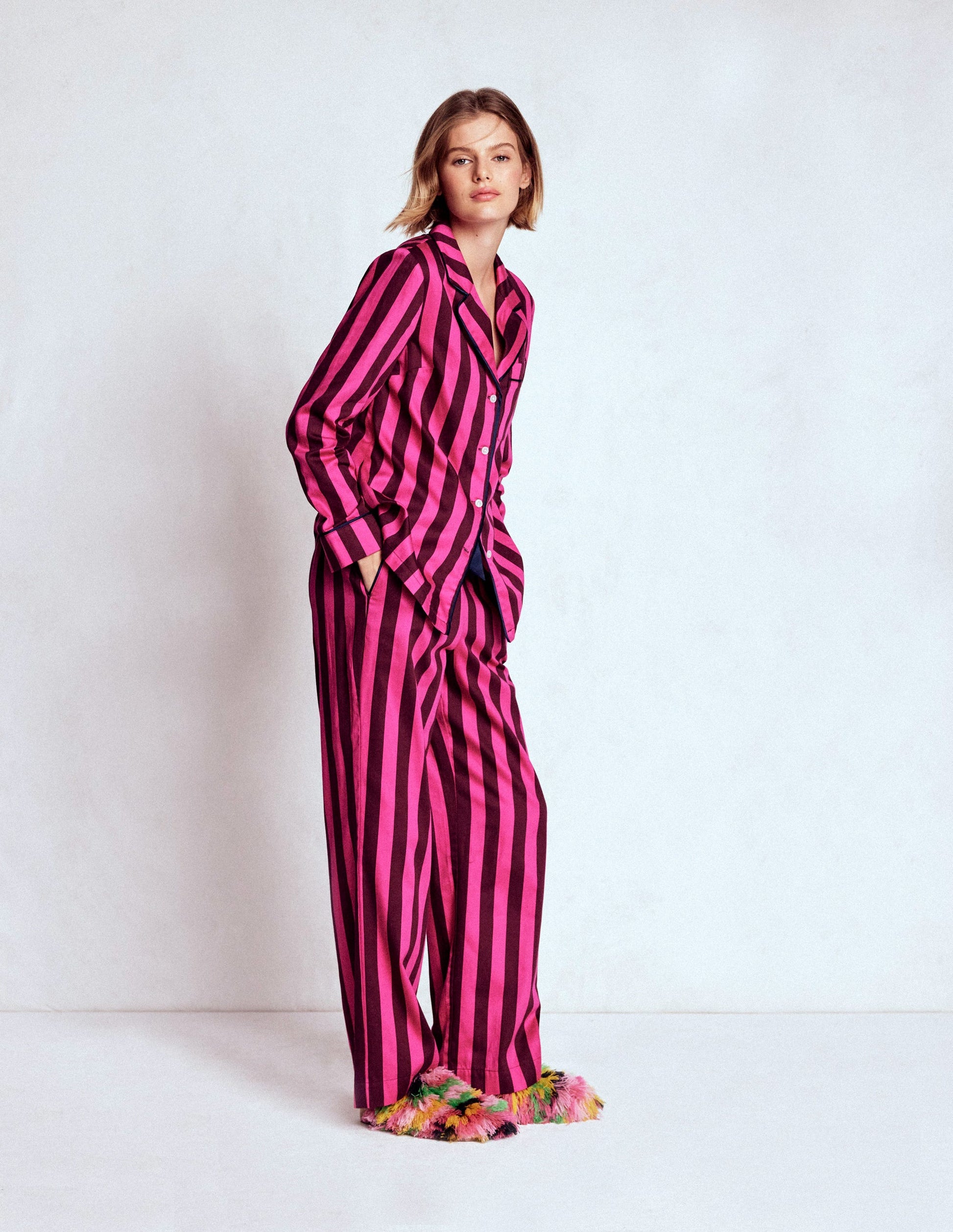 Cotton Pyjama Trousers-Pink Stripe-6