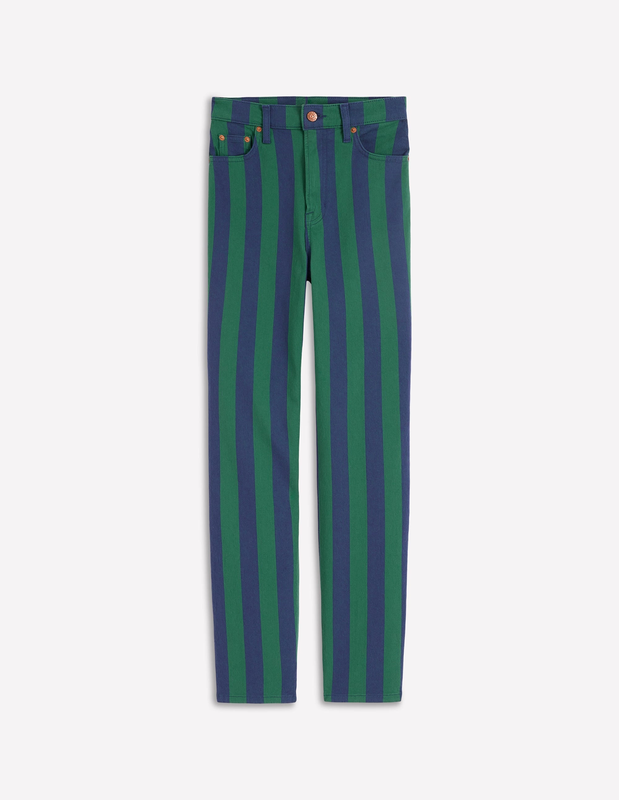 High Rise Stripe Jeans-Green and Navy Stripe - Image 5