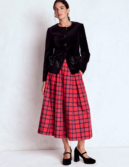 Verity Tartan Midi Skirt-Red, Navy & Purple Brand Check-1