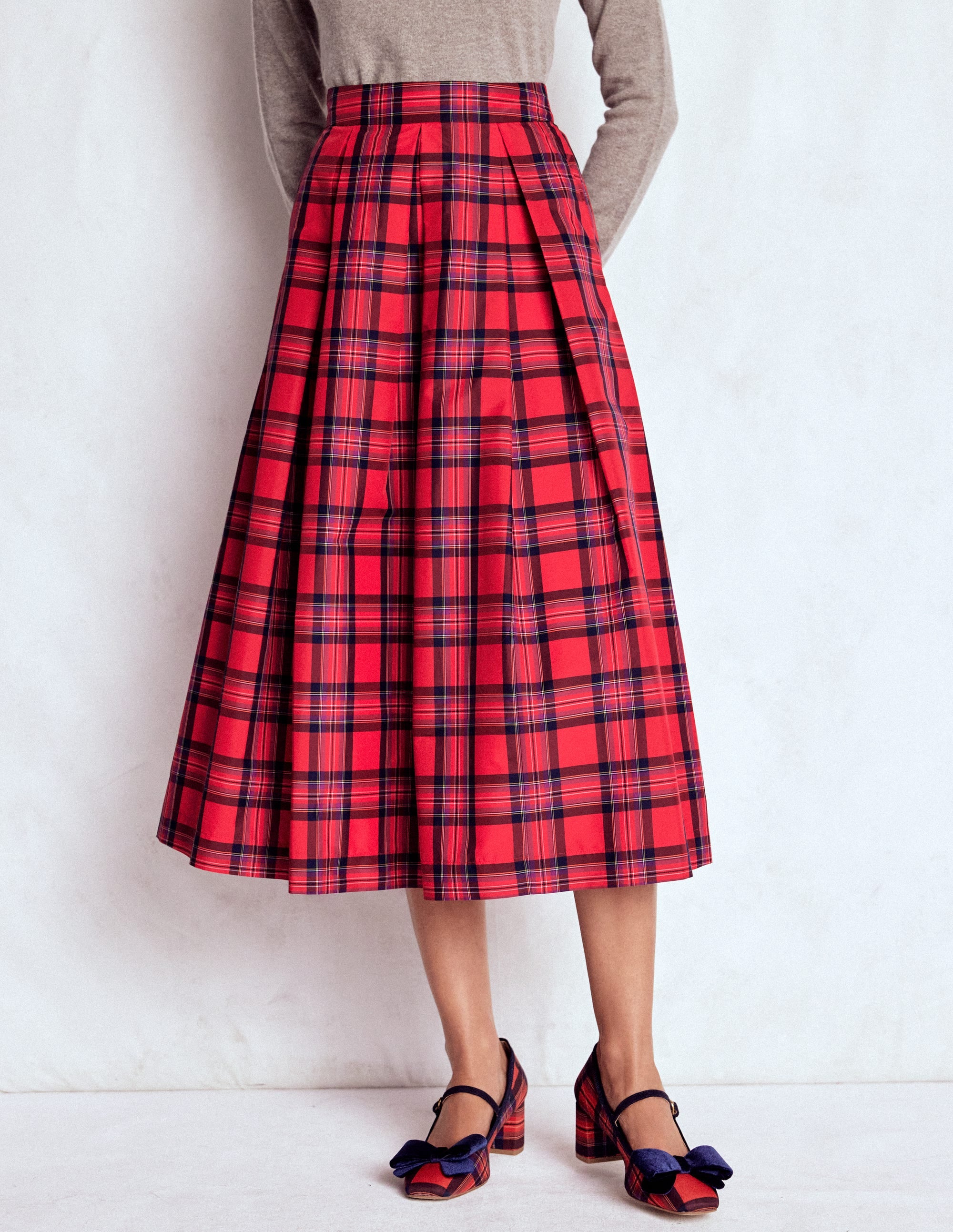 Verity Tartan Midi Skirt-Red, Navy & Purple Brand Check | Boden Global