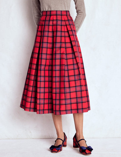 Verity Tartan Midi Skirt-Red, Navy & Purple Brand Check-3