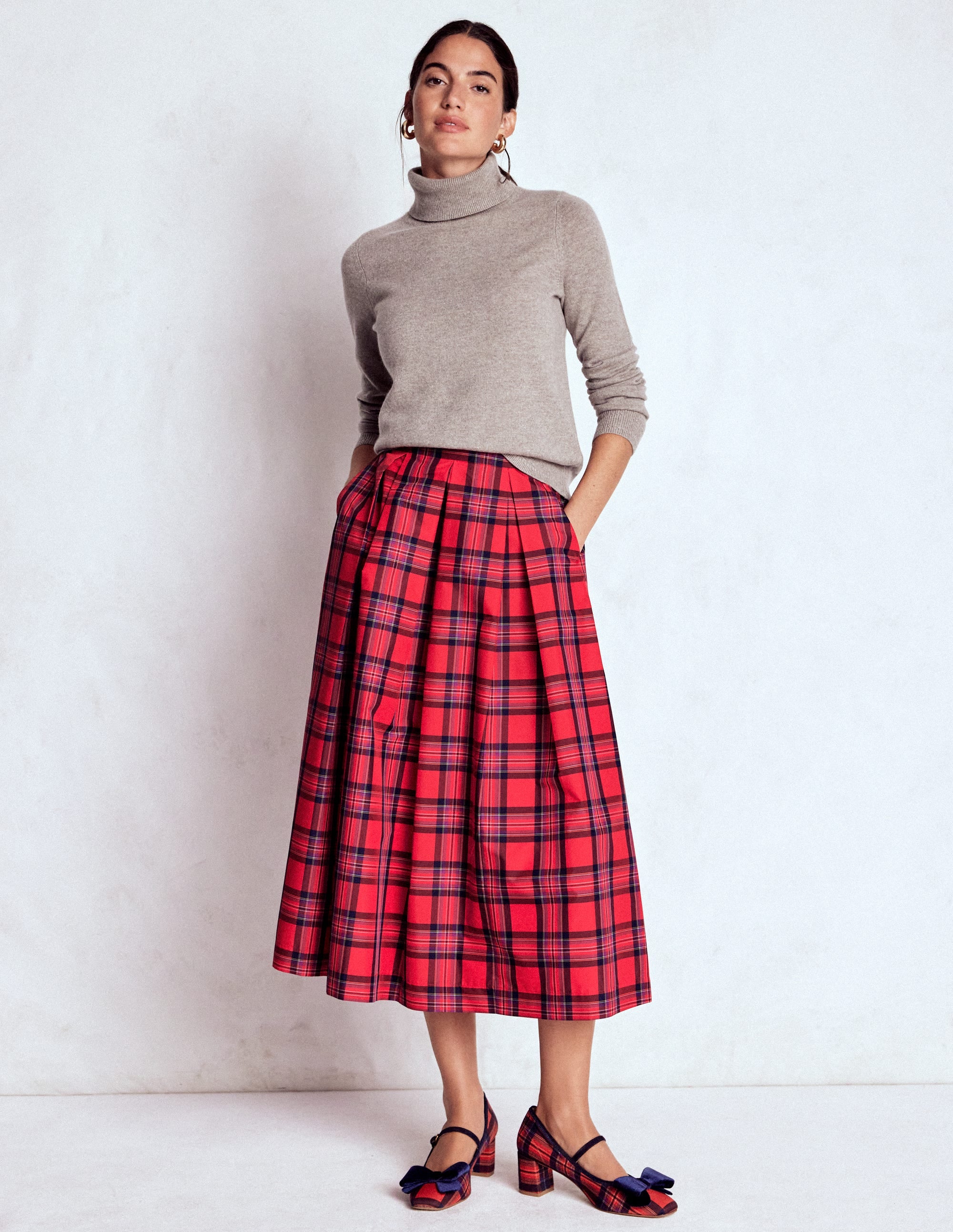 Verity Tartan Midi Skirt-Red, Navy & Purple Brand Check | Boden Global