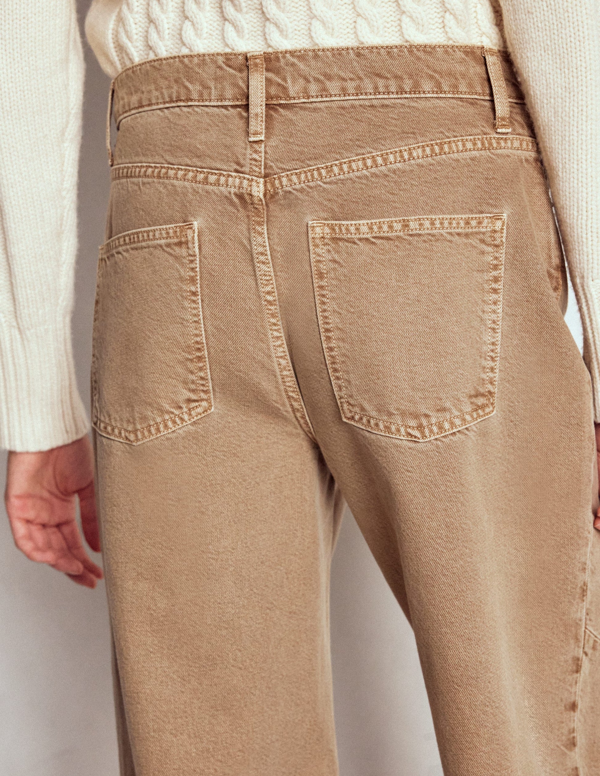 Full Length Barrel Leg Jeans-Tobacco-3