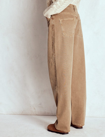 Full Length Barrel Leg Jeans-Tobacco-4