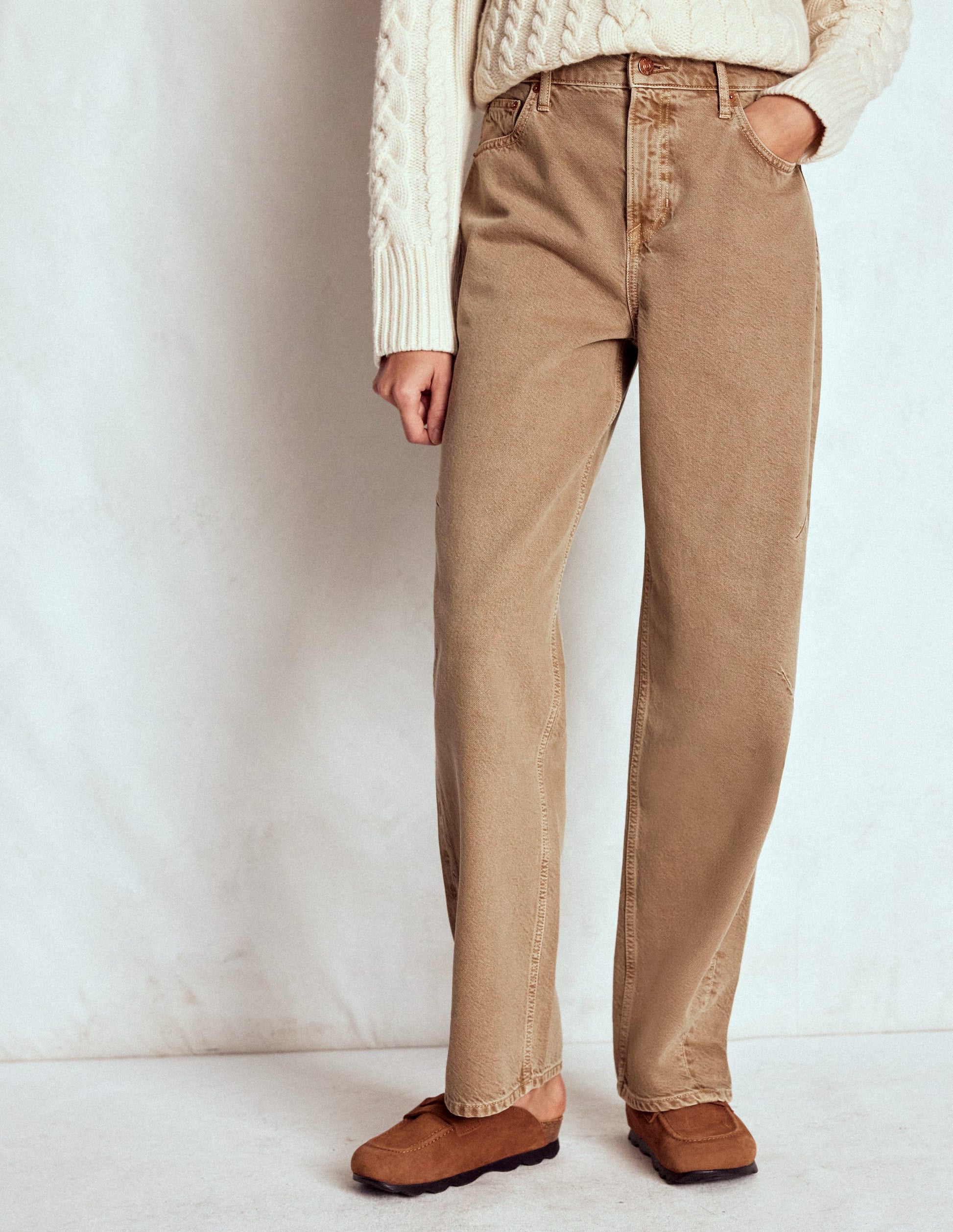 Full Length Barrel Leg Jeans-Tobacco-5