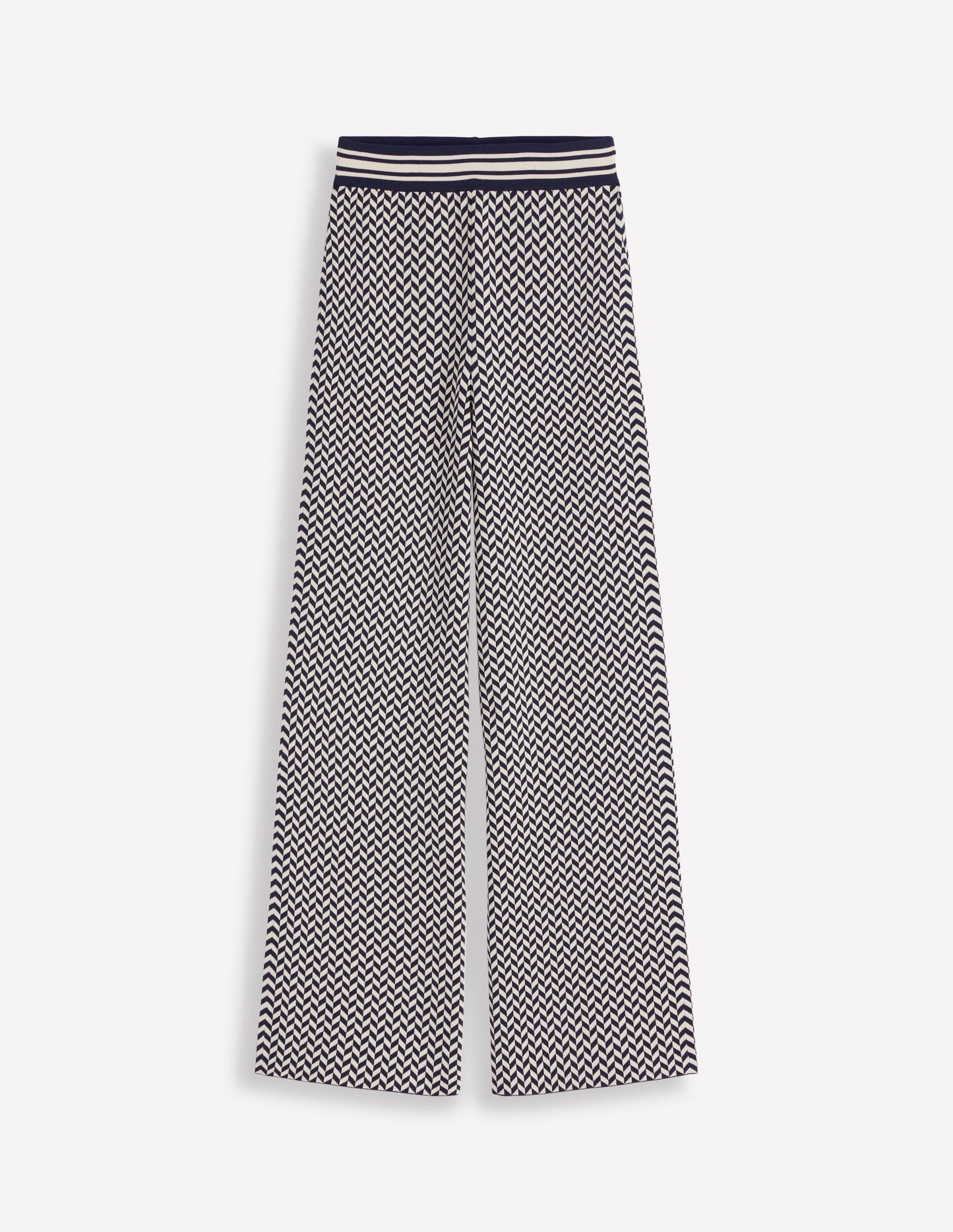 Jacquard Knitted Trousers-Geo Navy and Ivory Jacquard