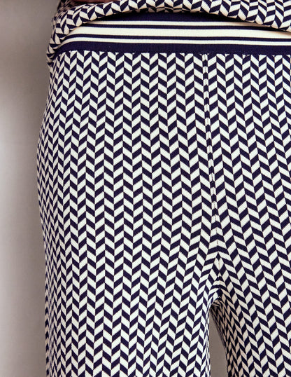 Jacquard Knitted Trousers-Geo Navy and Ivory Jacquard-2