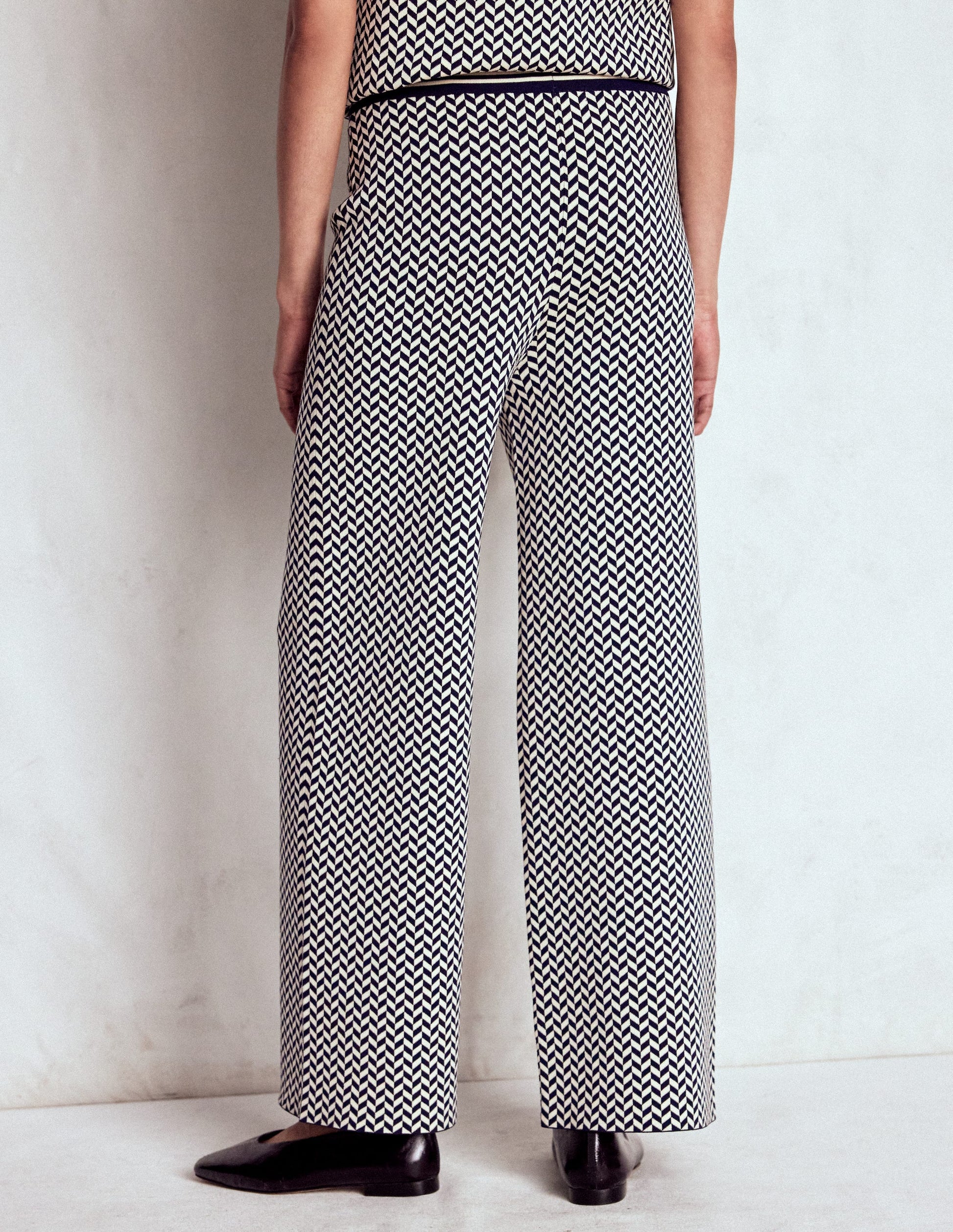 Jacquard Knitted Trousers-Geo Navy and Ivory Jacquard-3