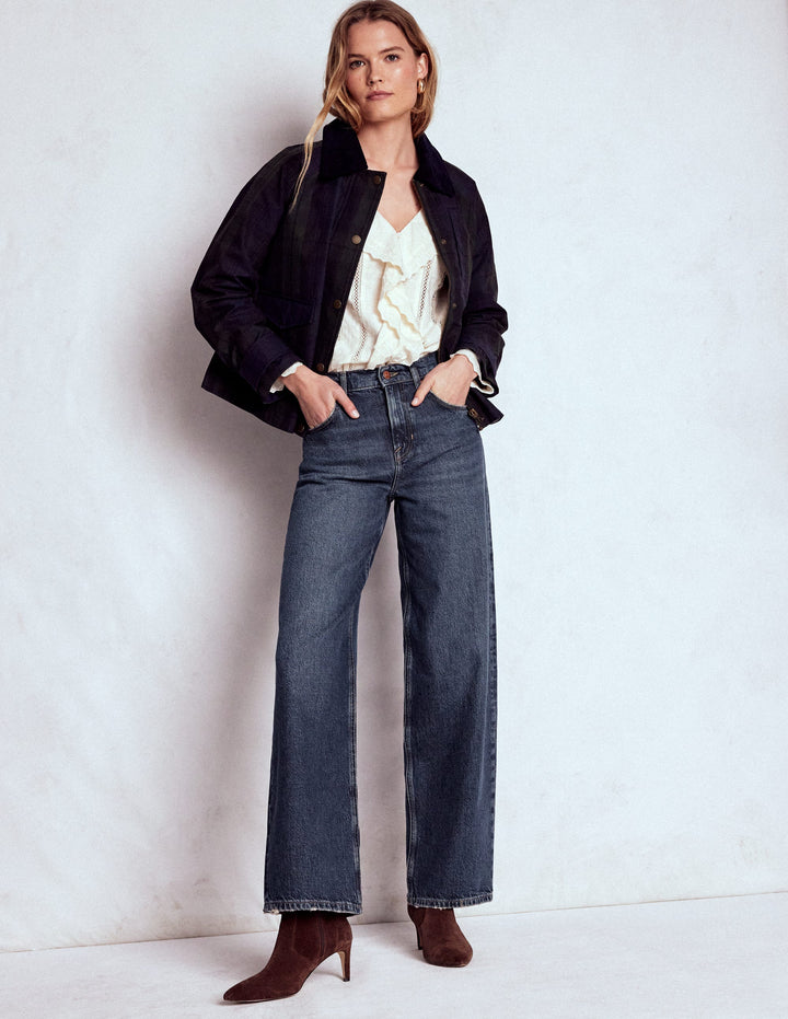High Rise Relaxed Leg Jeans-Dark Vintage