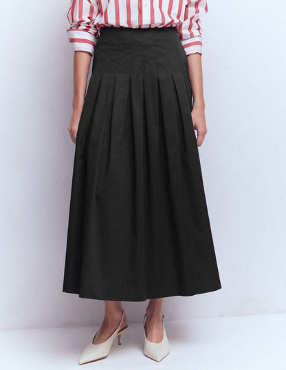 Valentina Sateen Skirt-Black-4