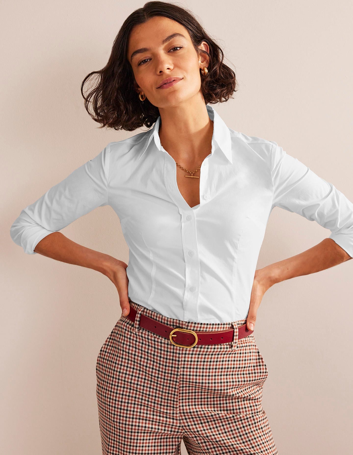 Saskia Stretch Cotton Shirt-White - Image 1