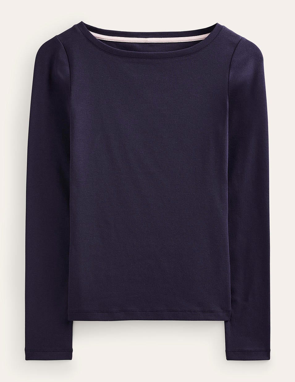 Essential Boat-Neck Jersey Top-Navy
