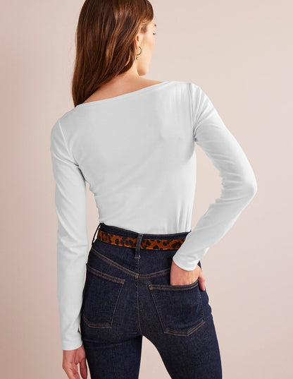 Essential Boat-Neck Jersey Top-White-3