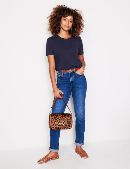 Cotton Puff Sleeve T-Shirt-Navy-4