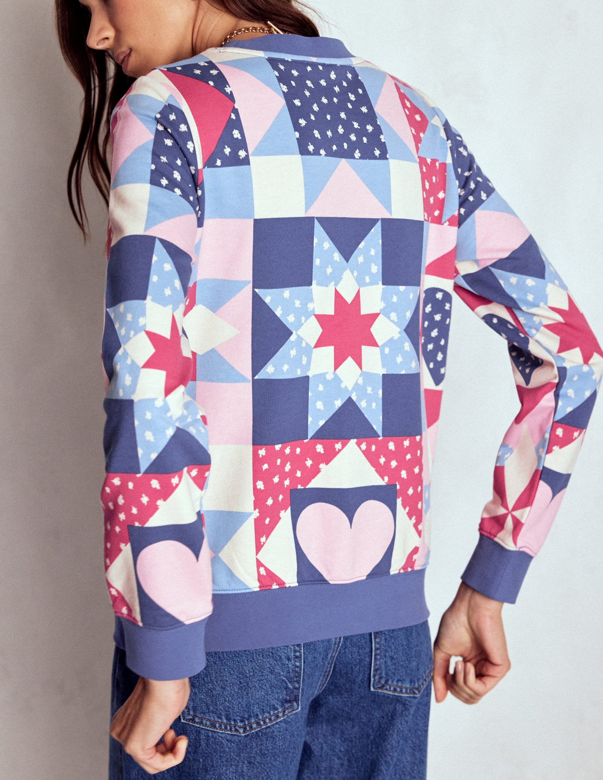 Hannah Printed Sweatshirt-Multi, Heart Patchwork-4