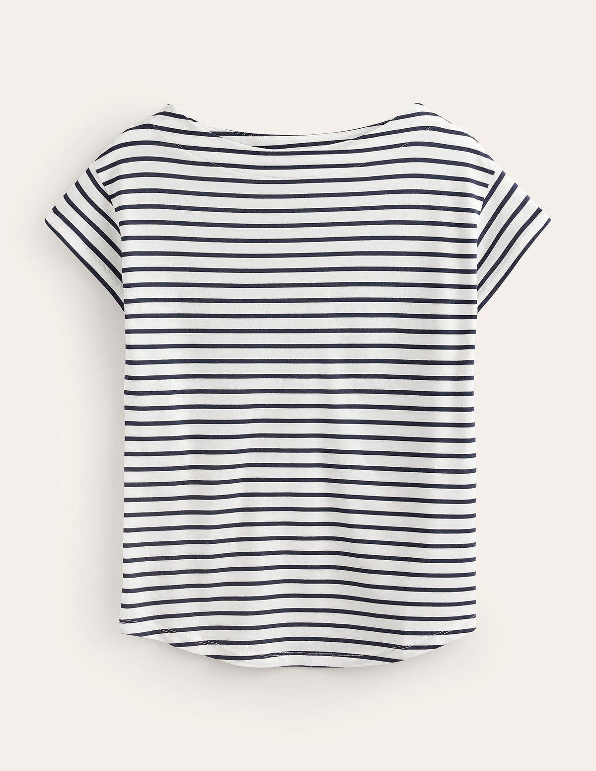 Supersoft Boat Neck T-Shirt-Ivory, Navy Stripe - Image 5