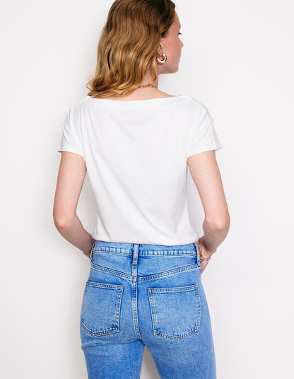 Supersoft Boat Neck T-Shirt-White-3