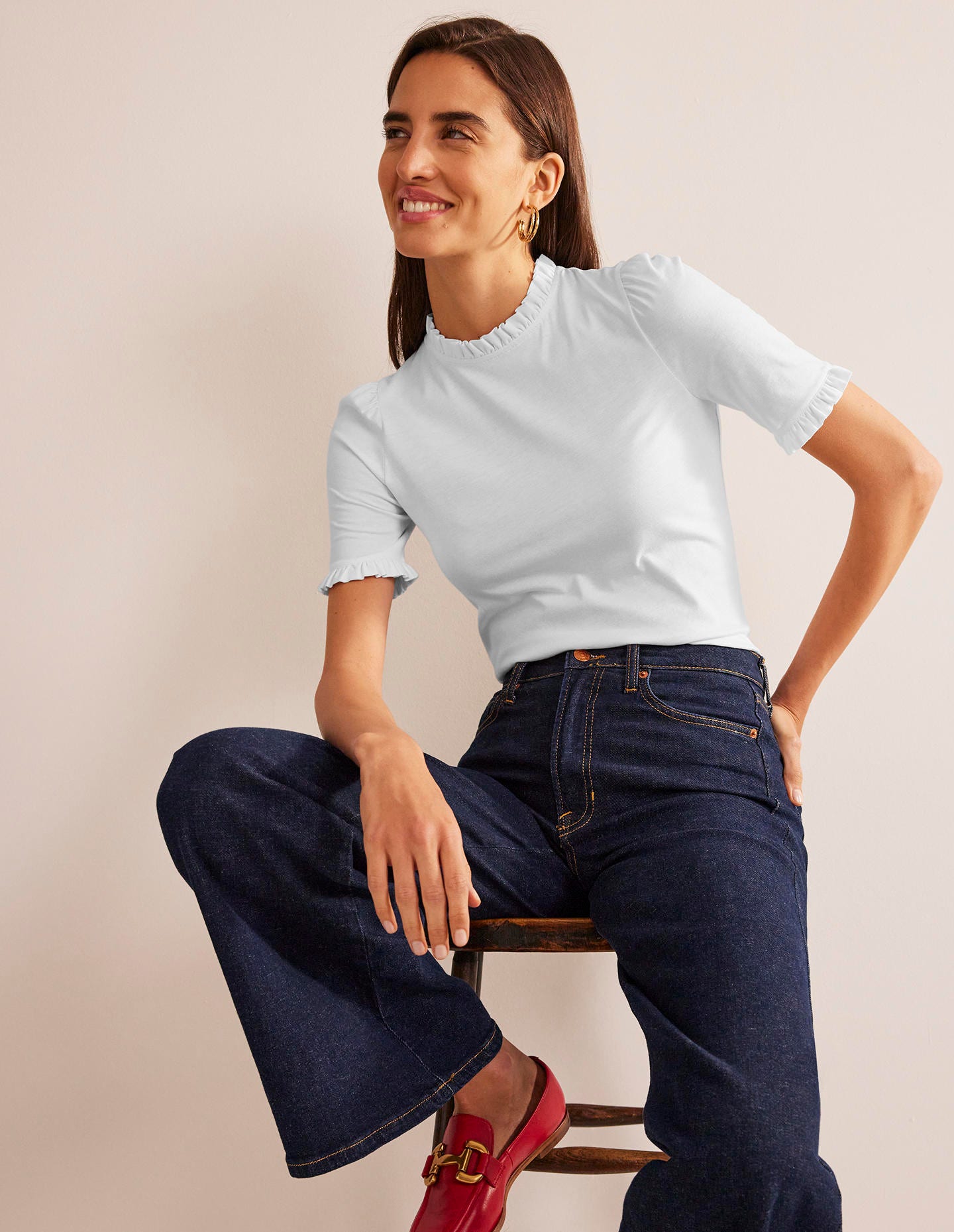 Supersoft Frill Detail T-shirt-White - Image 2