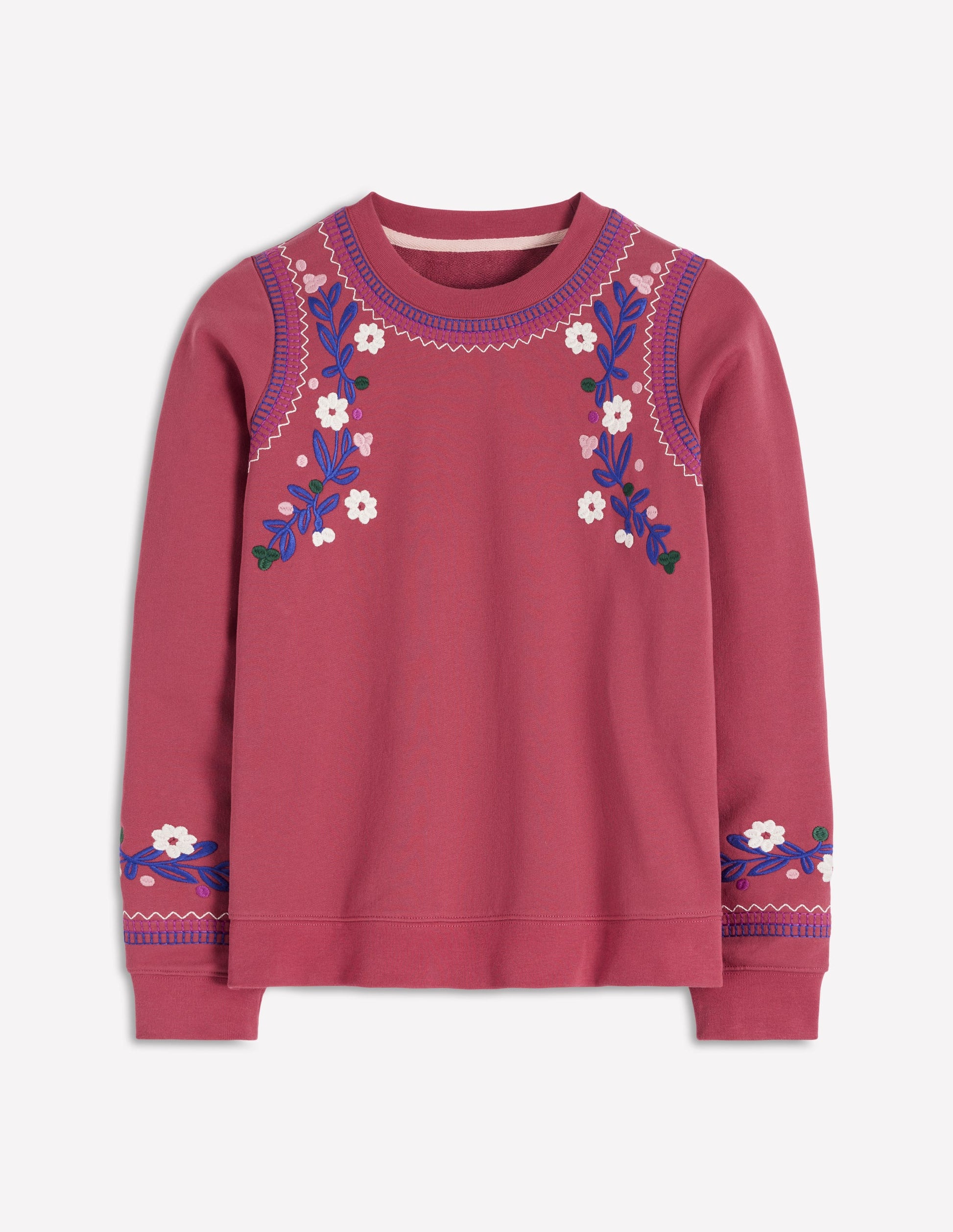 Hannah Embroidered Sweatshirt-Earth Red, Multi Floral-6