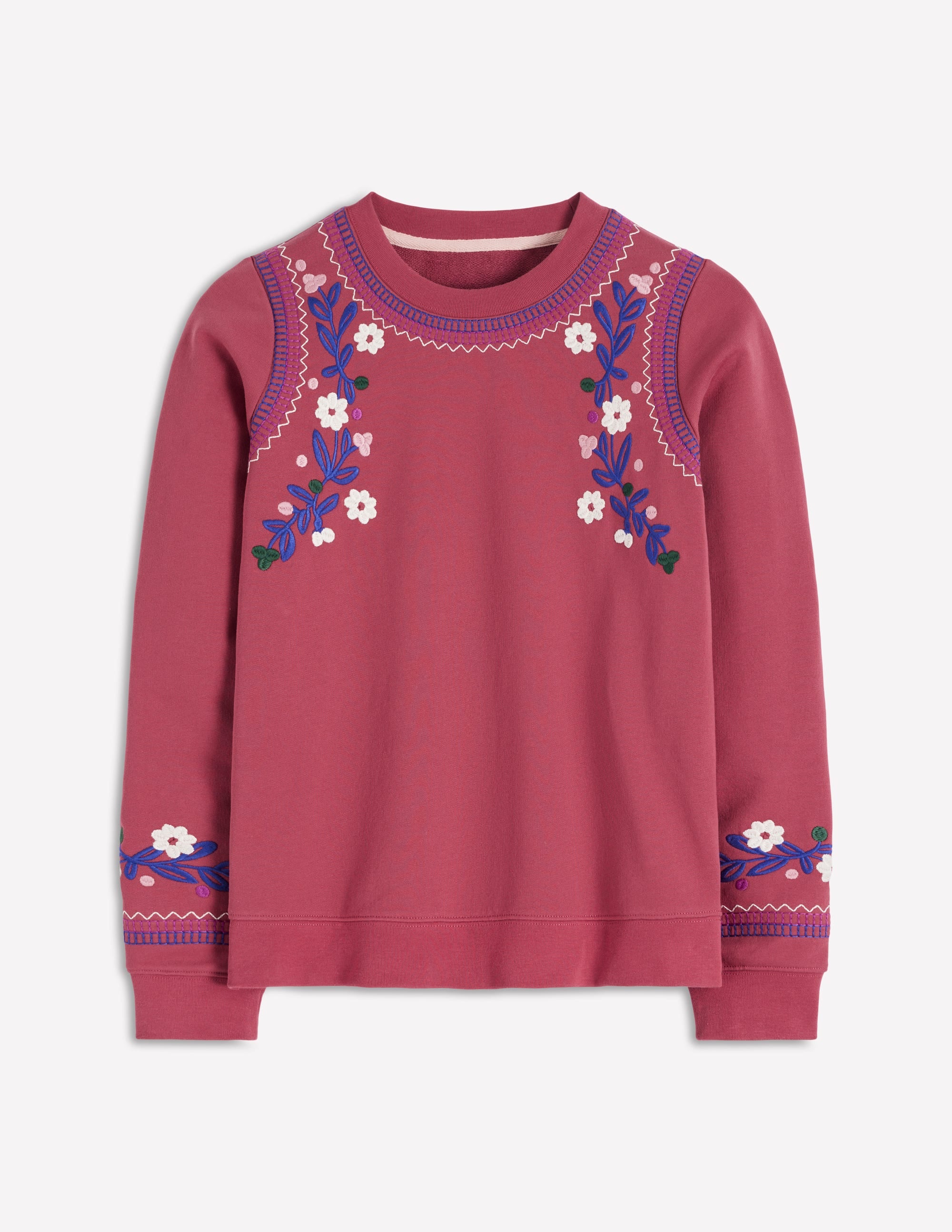 Hannah Embroidered Sweatshirt-Earth Red, Multi Floral - Image 6