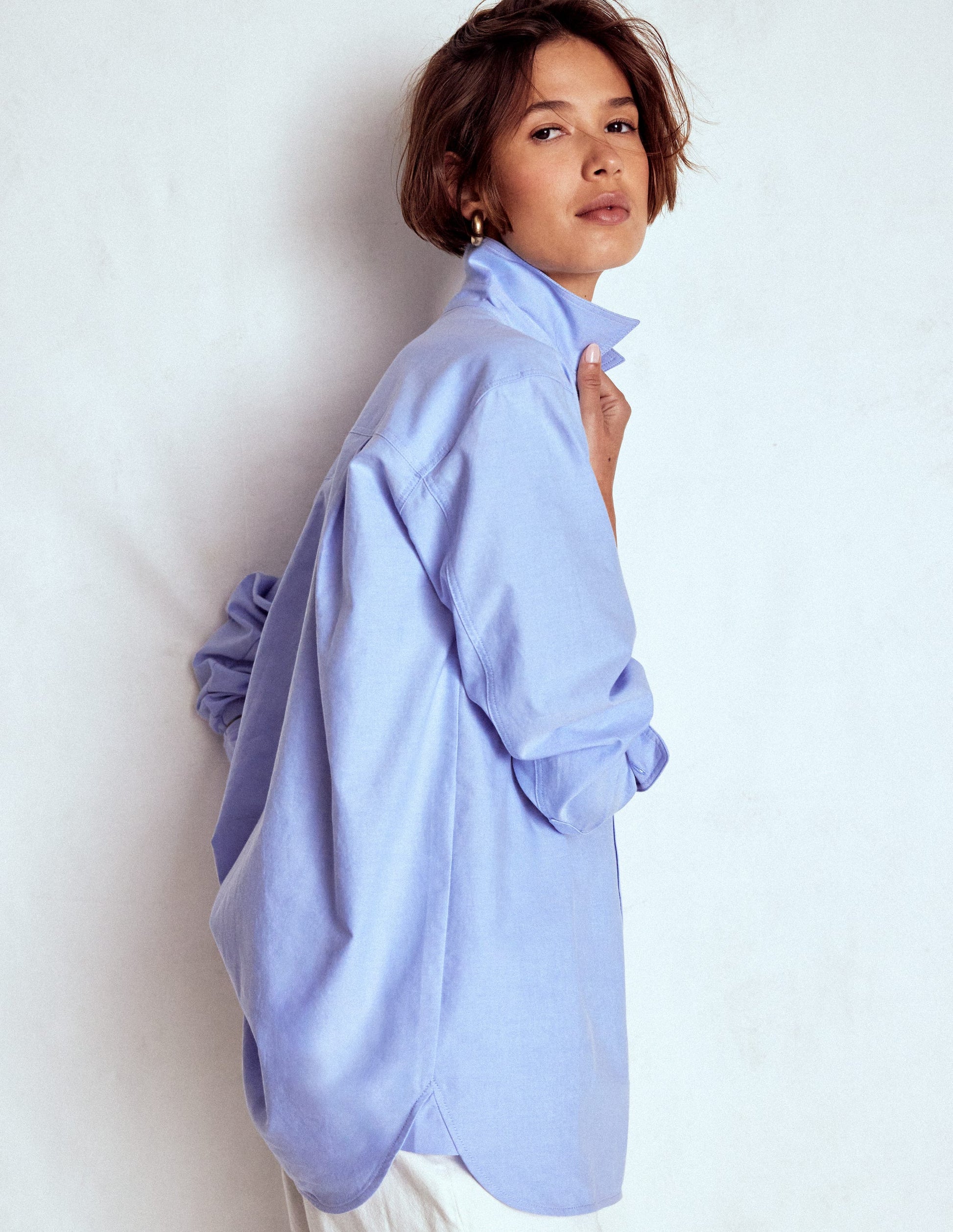 Sadie Relaxed Cotton Shirt-Blue Oxford-1