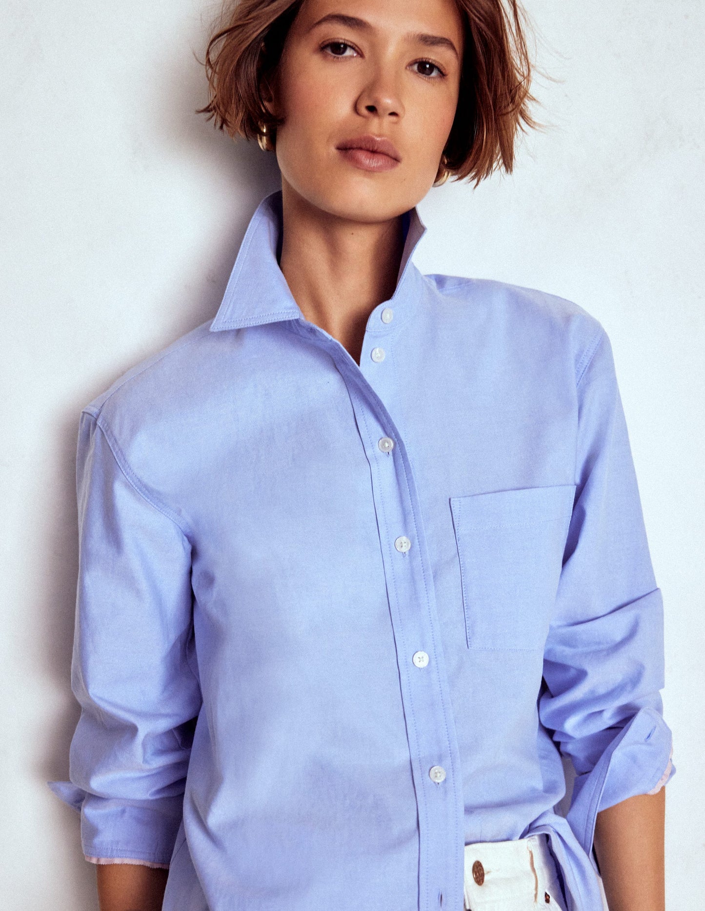 Sadie Relaxed Cotton Shirt-Blue Oxford