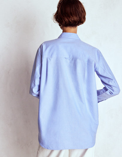 Sadie Relaxed Cotton Shirt-Blue Oxford-4