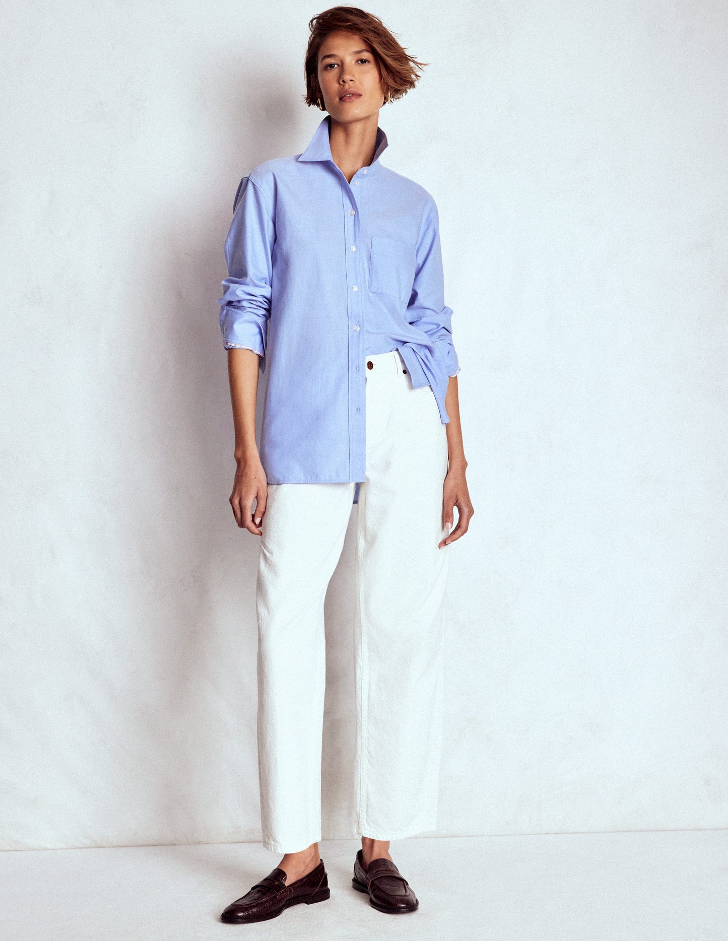 Sadie Relaxed Cotton Shirt-Blue Oxford