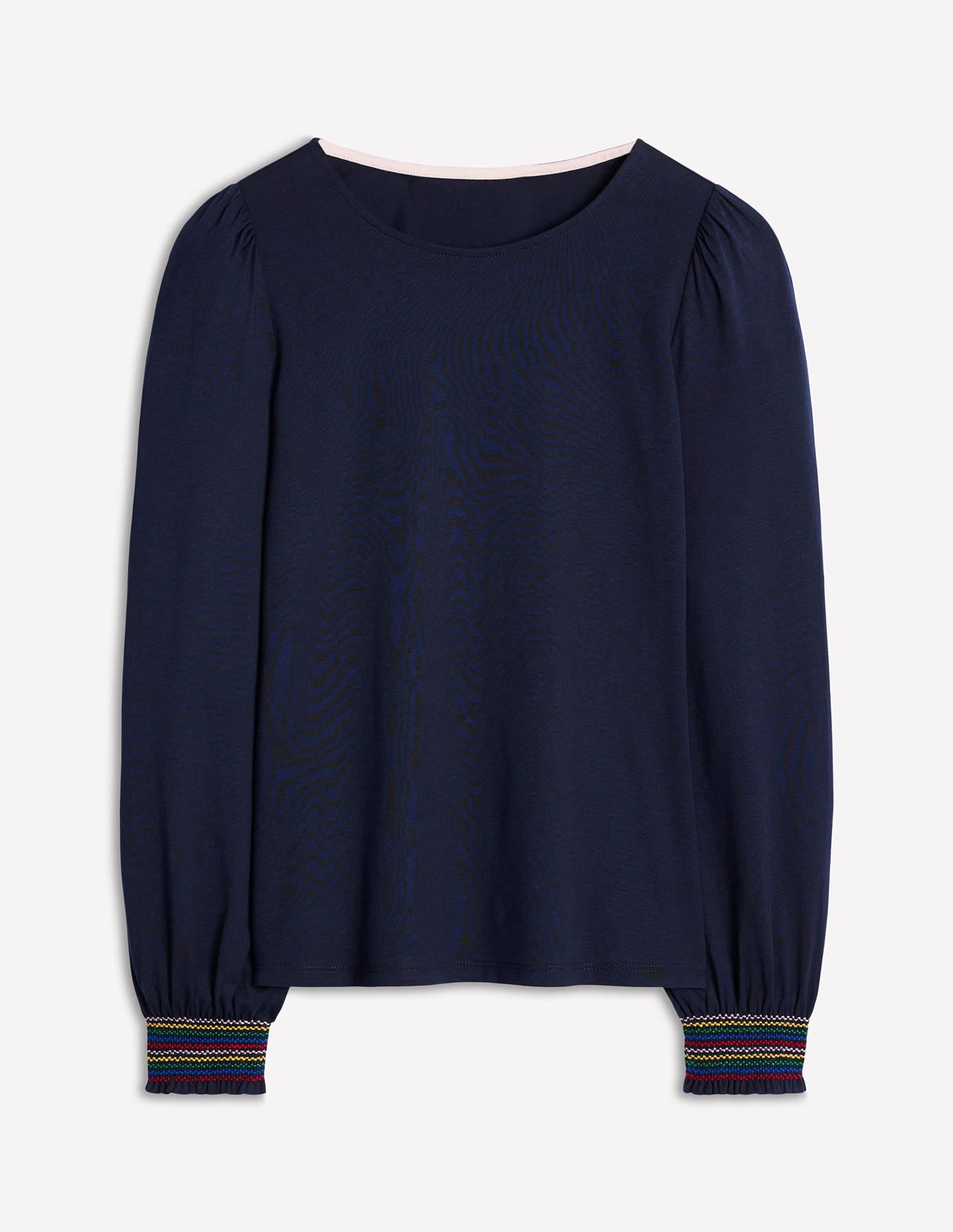 Smocked Cuff Supersoft Top-Navy - Image 5