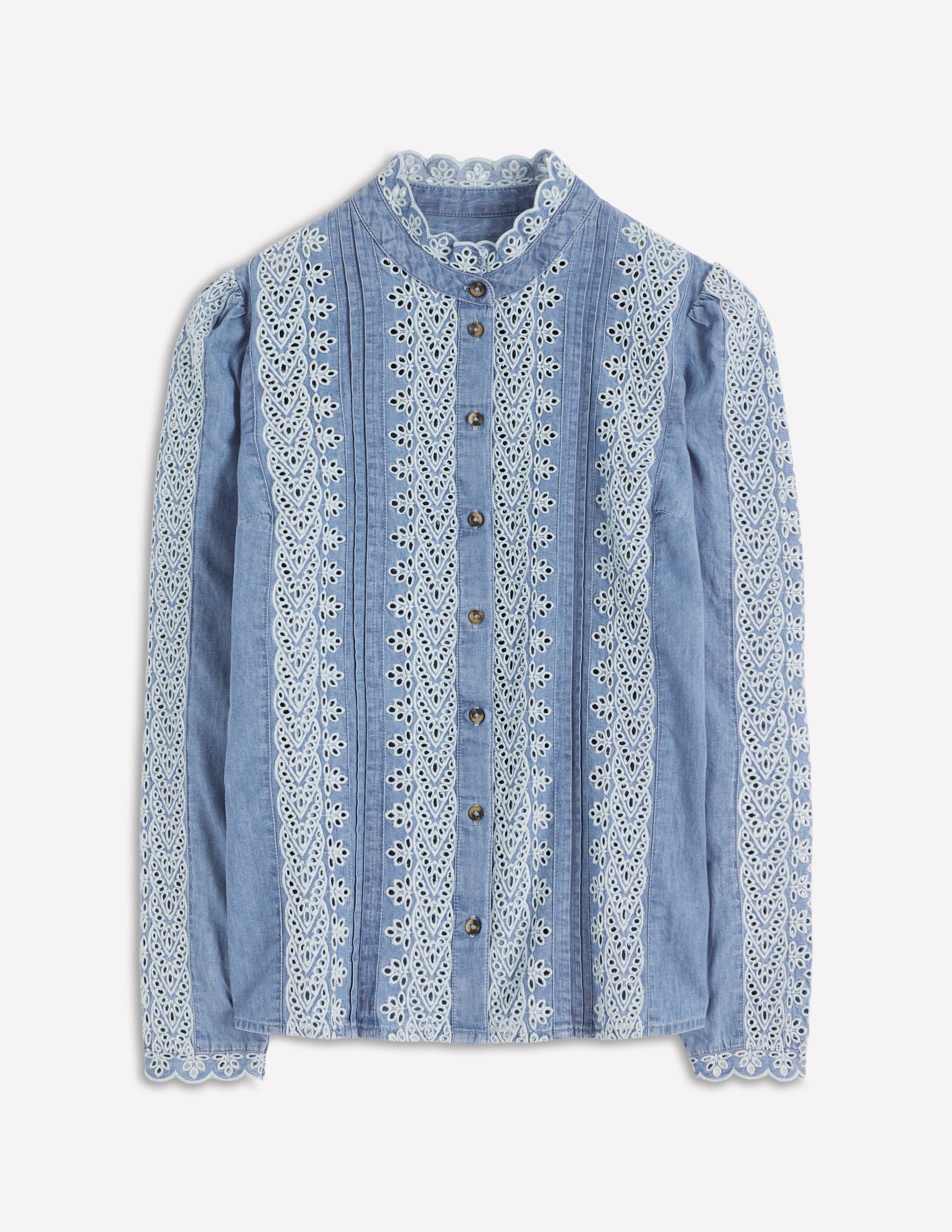 Savannah Broderie Top-Chambray-6