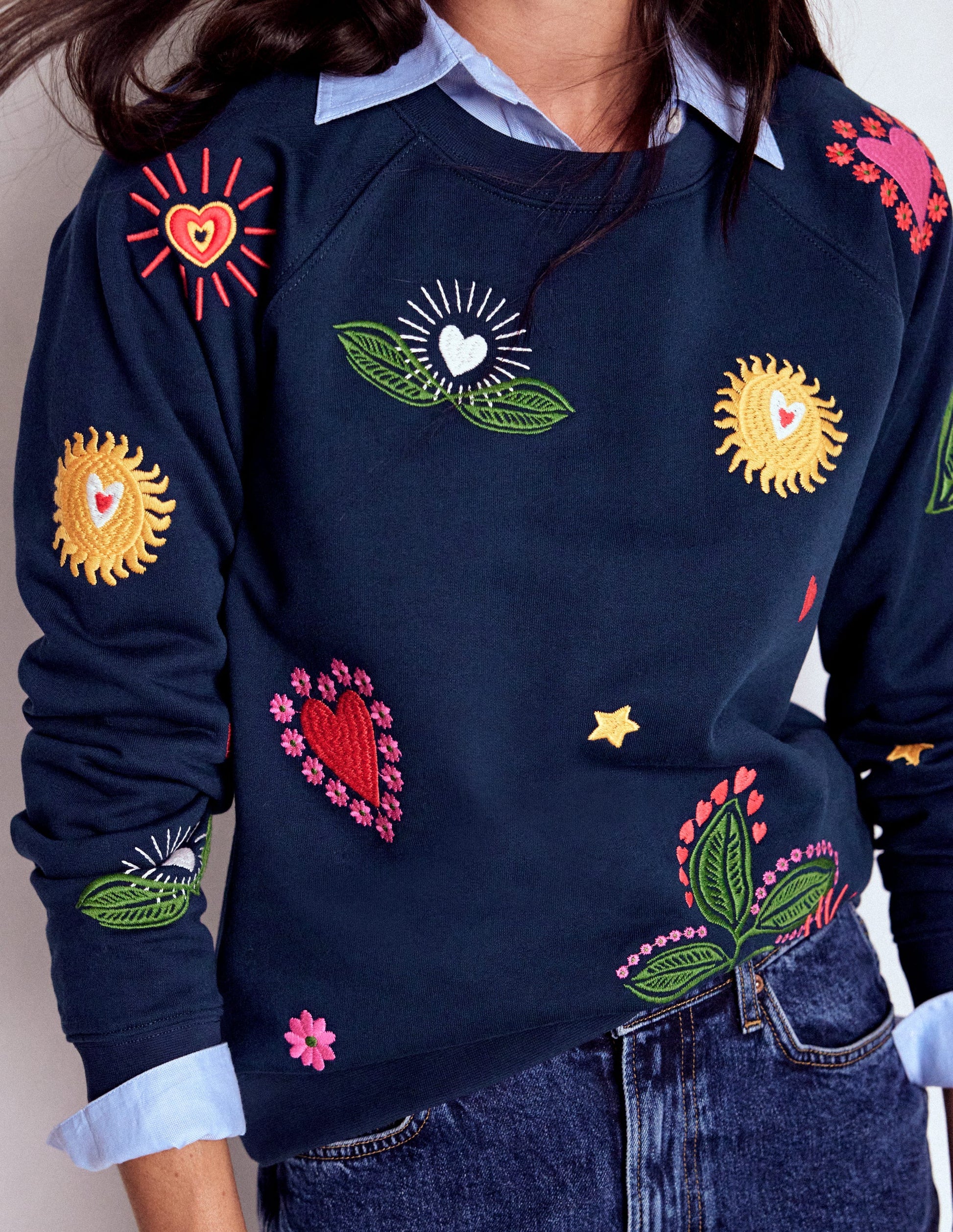 Rosa Embroidered Sweatshirt-Navy, Multi Embroidery-3