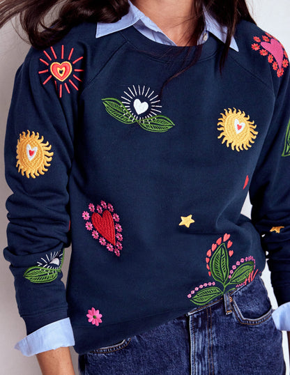 Rosa Embroidered Sweatshirt-Navy, Multi Embroidery-3