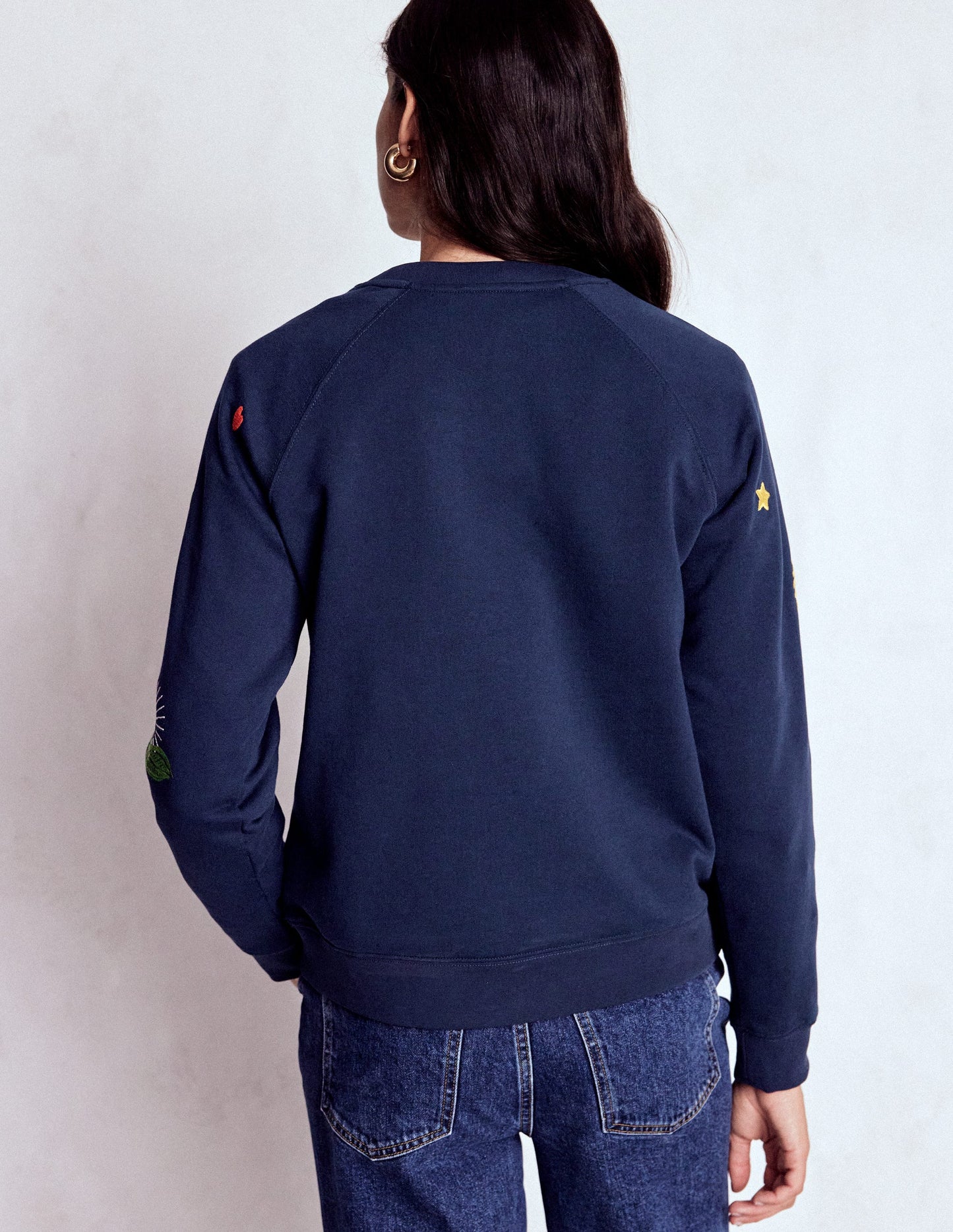 Rosa Embroidered Sweatshirt-Navy, Multi Embroidery