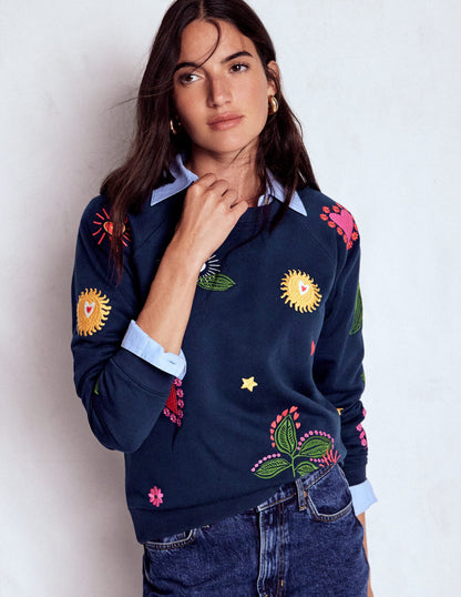 Rosa Embroidered Sweatshirt-Navy, Multi Embroidery-5