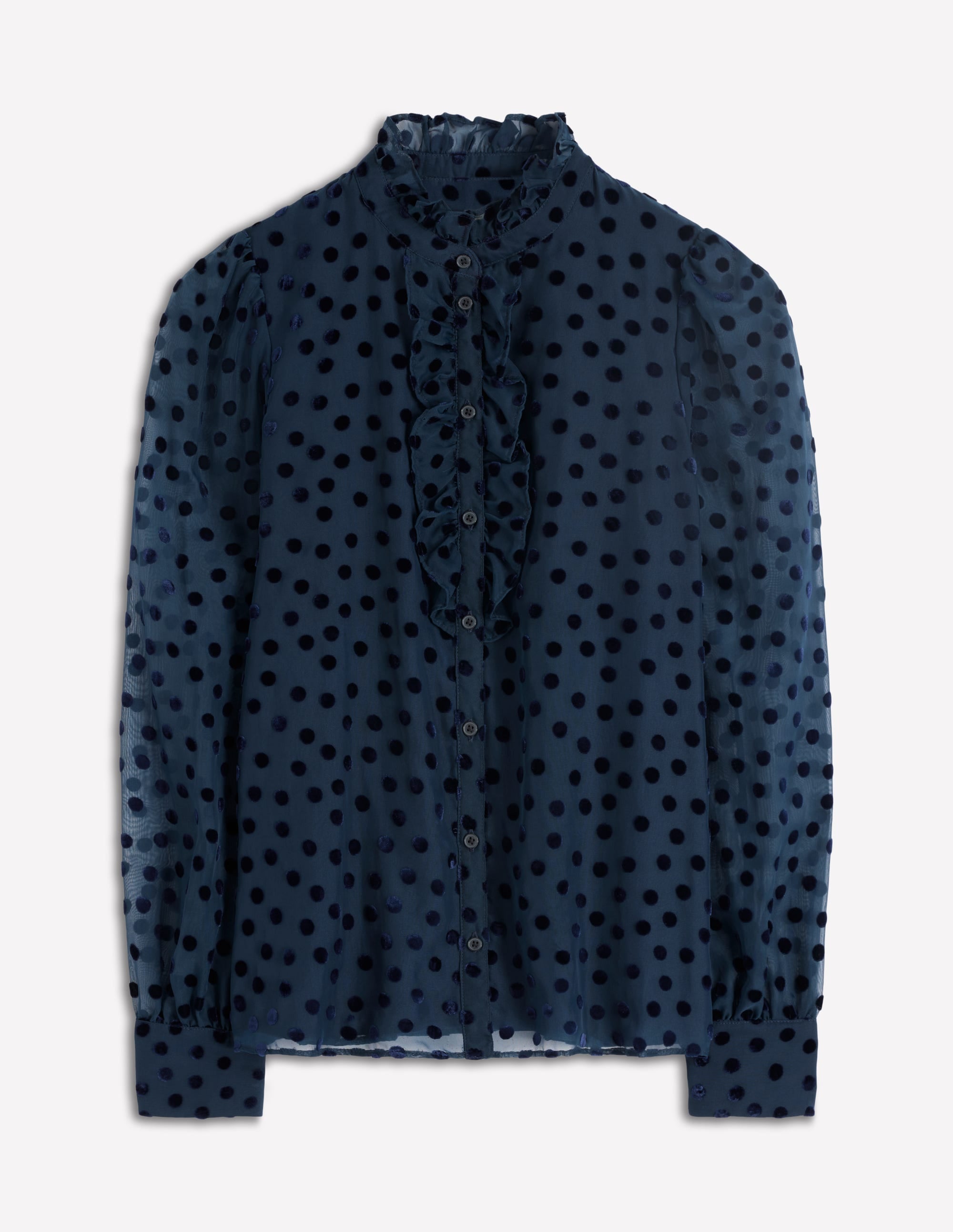 Sasha Devore Velvet Top-Navy Spot - Image 6