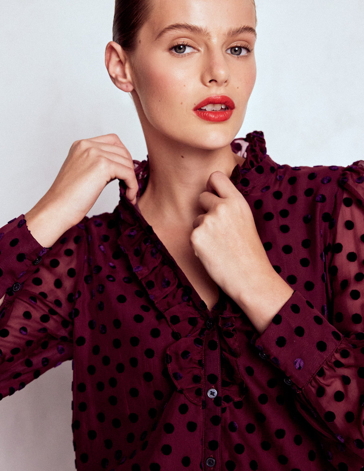 Sasha Devore Velvet Top-Deep Wisteria Spot - Image 1