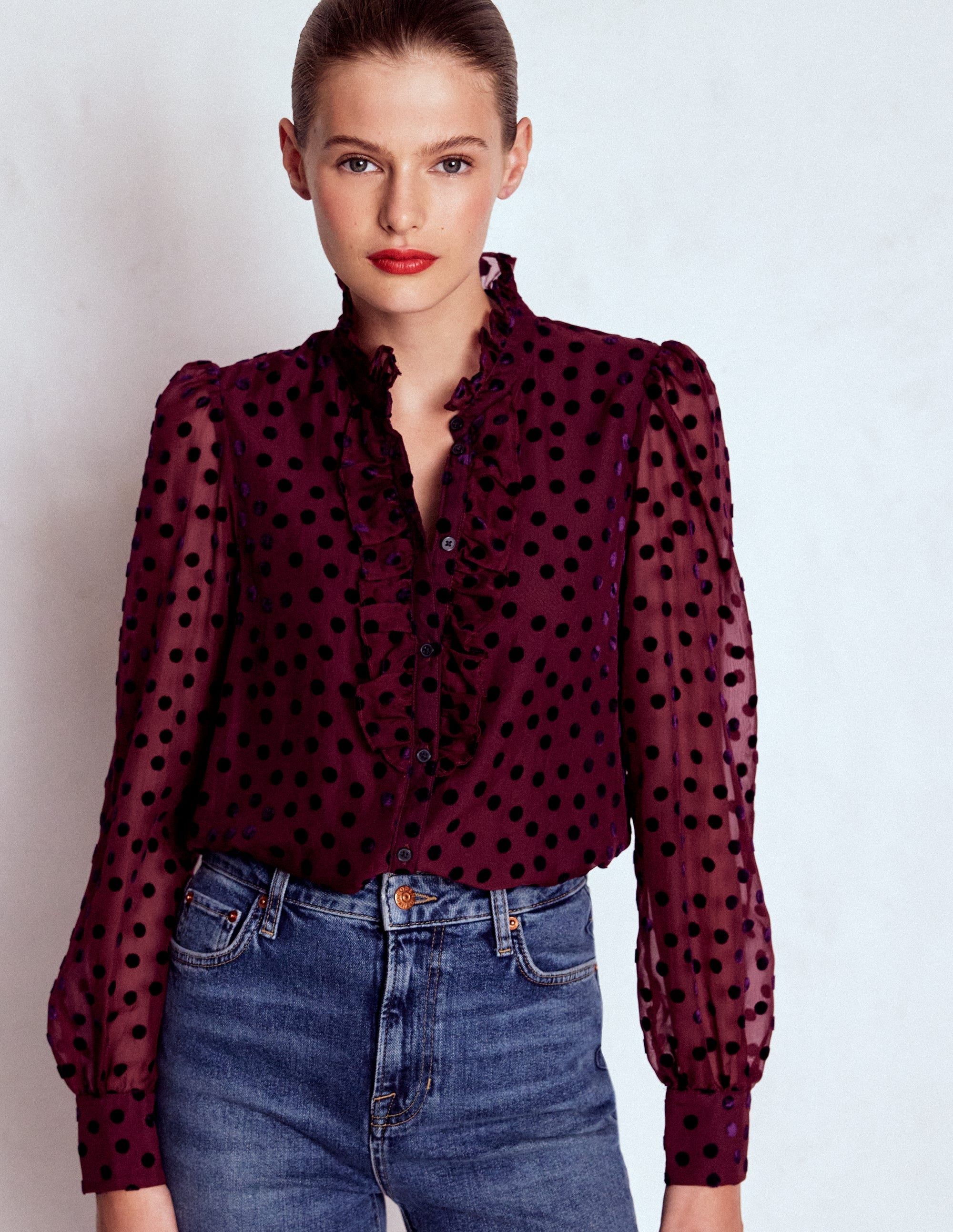Sasha Devore Velvet Top-Deep Wisteria Spot - Image 2