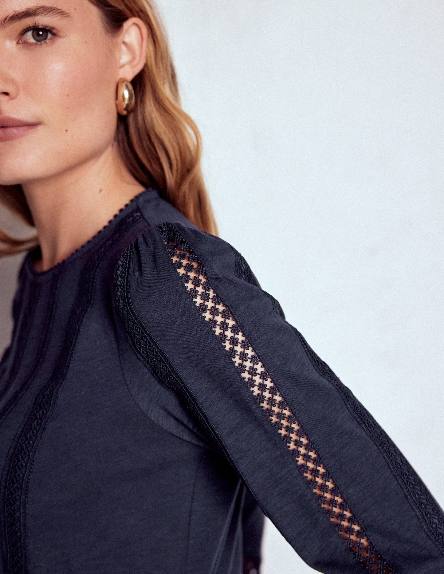 Imi Jersey Trim Top-Navy