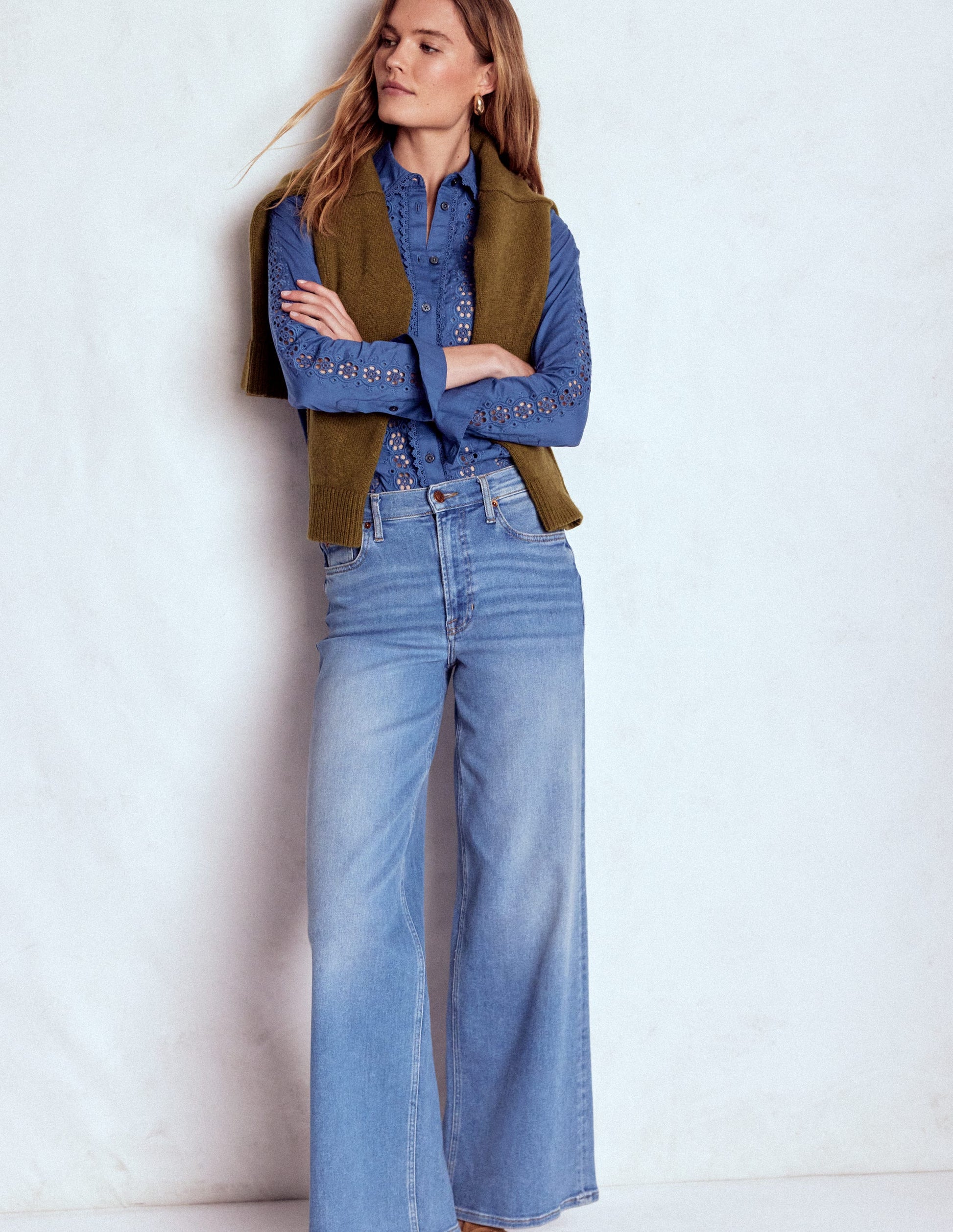 Sienna Broderie Detail Shirt-Denim Blue-6