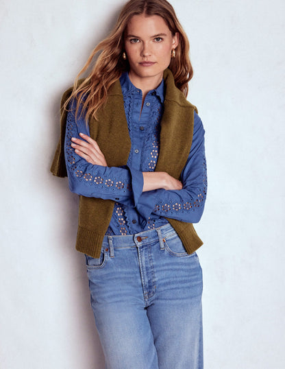 Sienna Broderie Detail Shirt-Denim Blue-1