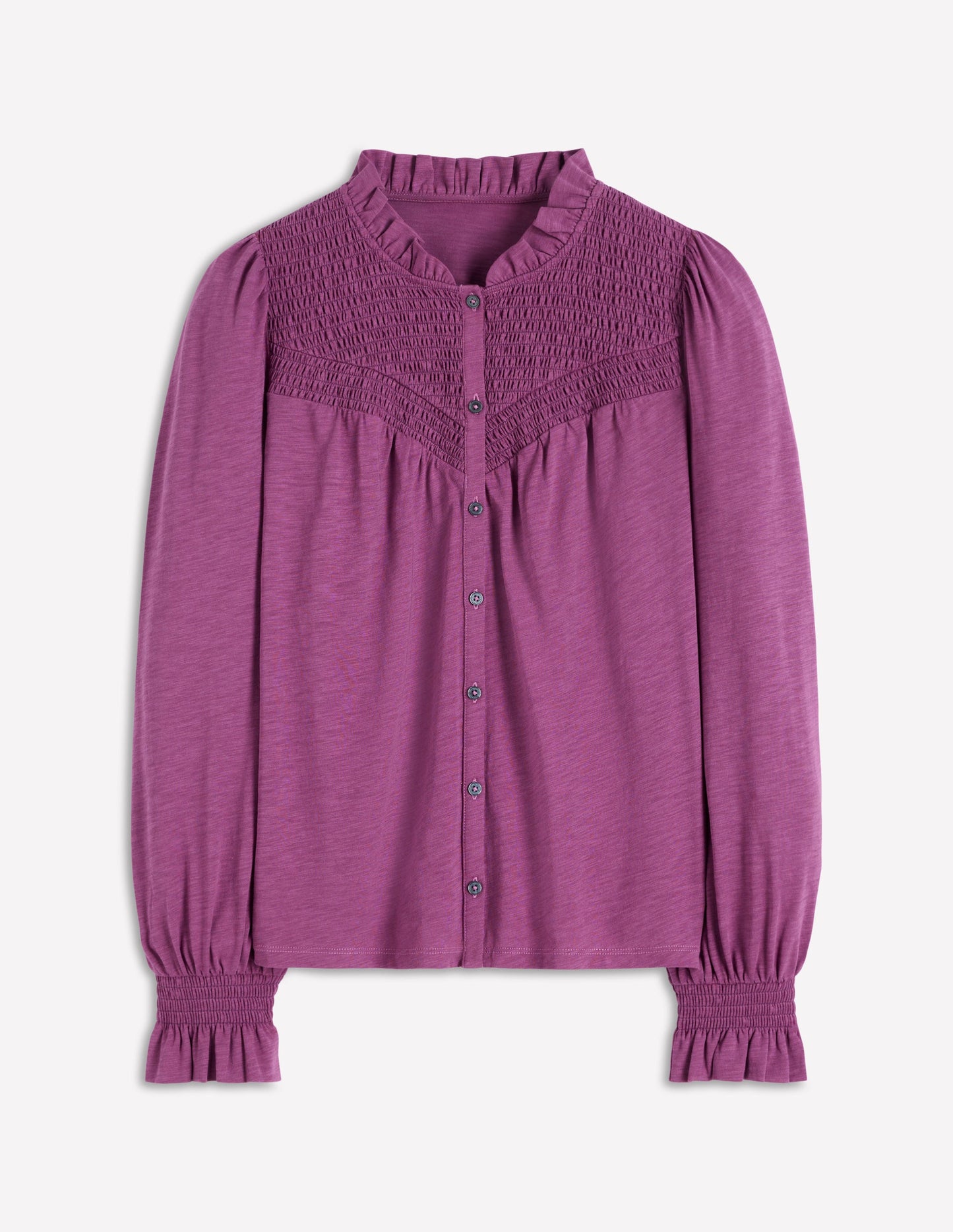 Smocked Yoke Jersey Shirt-Amethyst