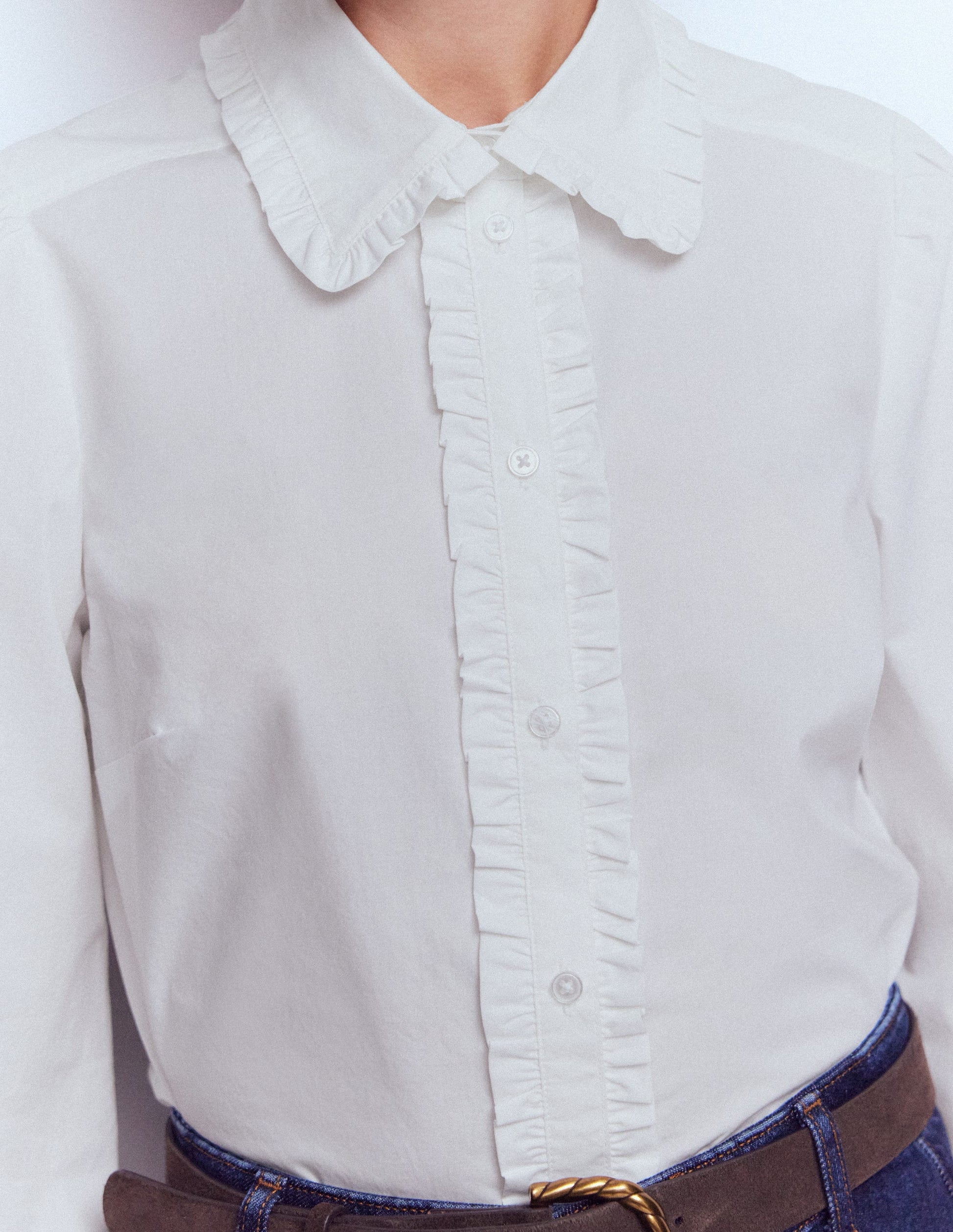 Cara Cotton Shirt-White Ruffle-2