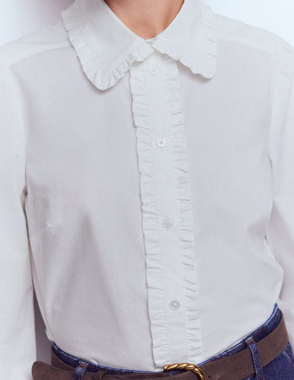 Cara Cotton Shirt-White Ruffle-2