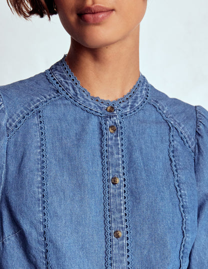 Rhea Trim Insert Denim Top-Light Vintage-3