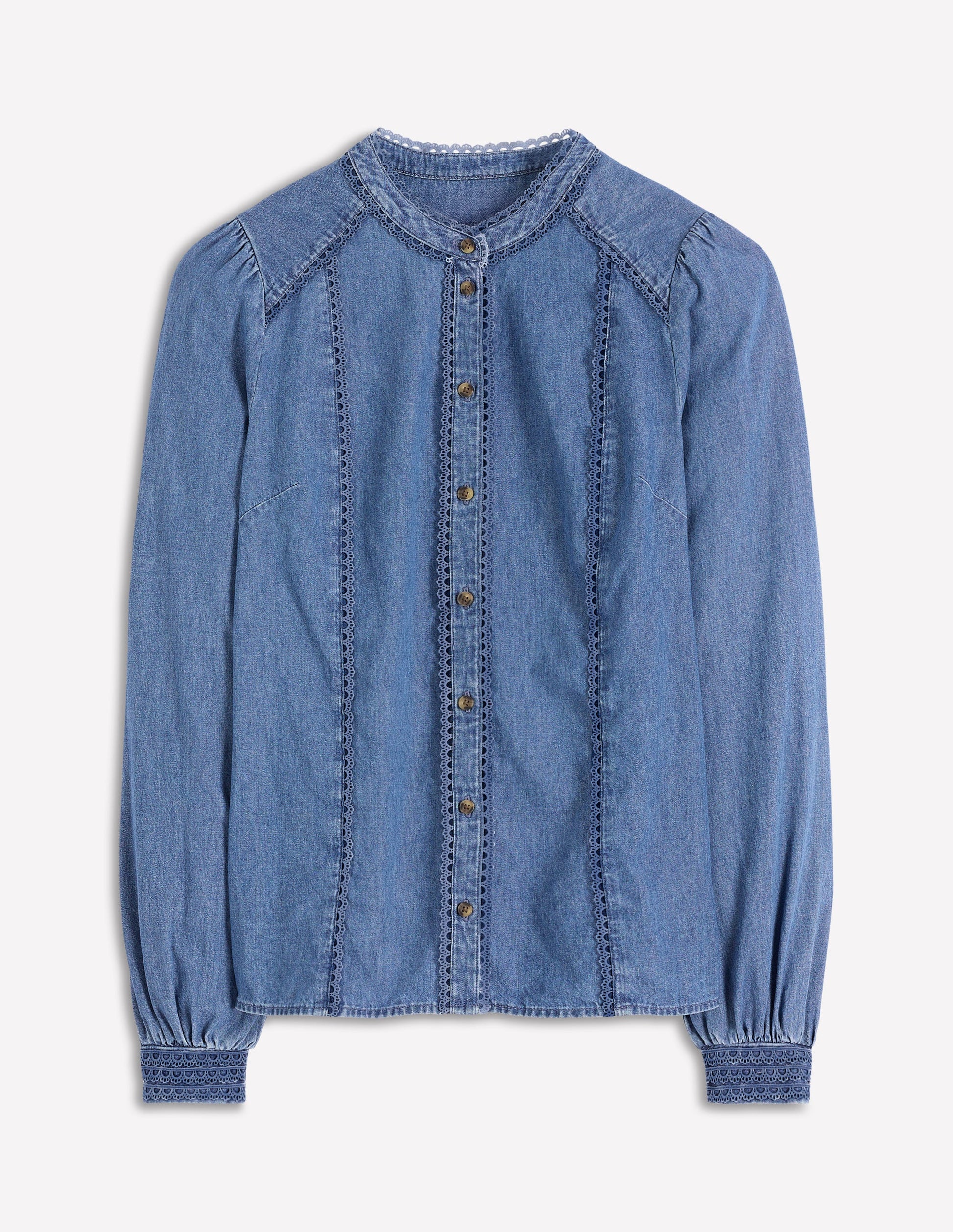 Rhea Trim Insert Denim Top-Light Vintage-7