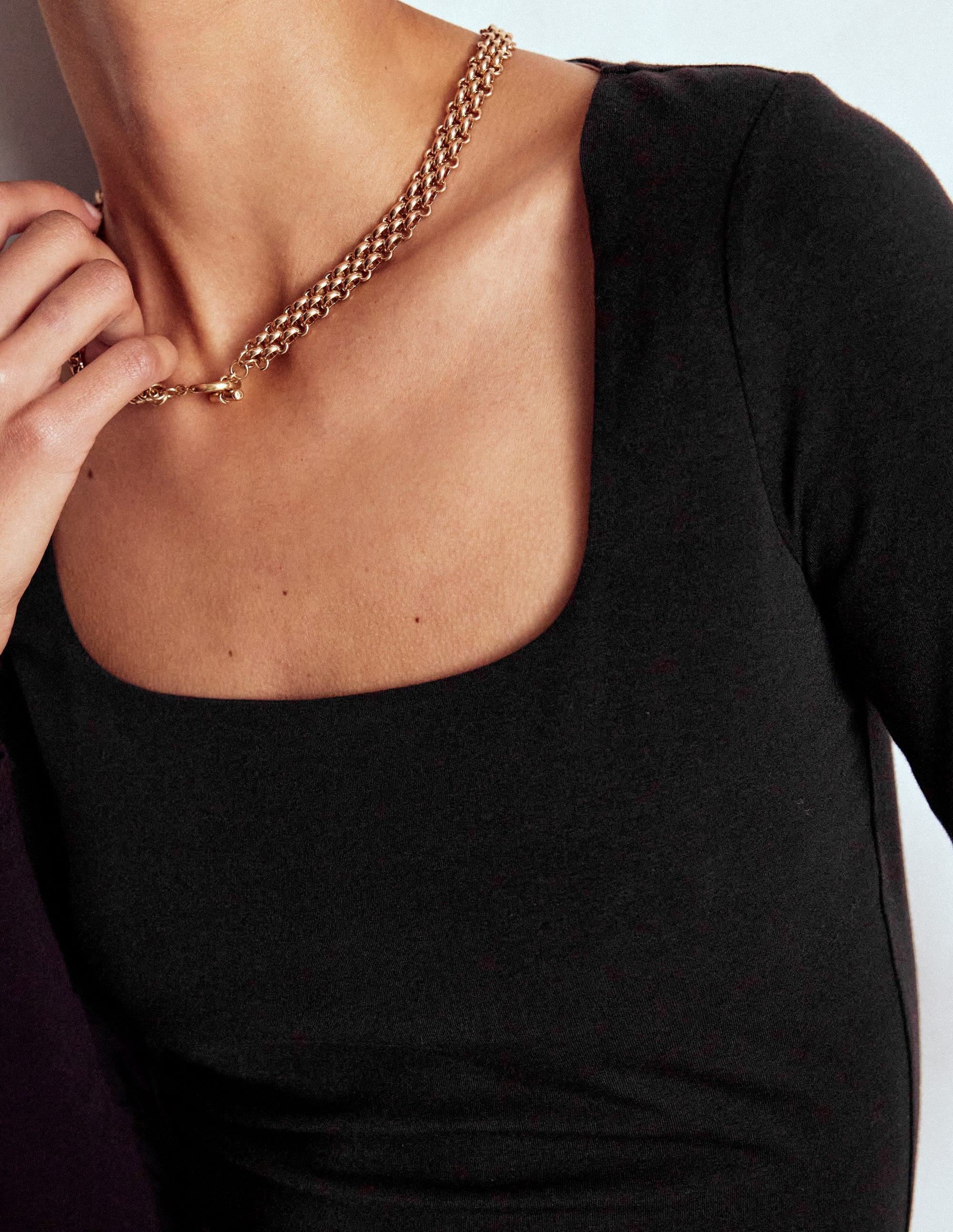 Double Layer Square Neck Top-Black - Image 2