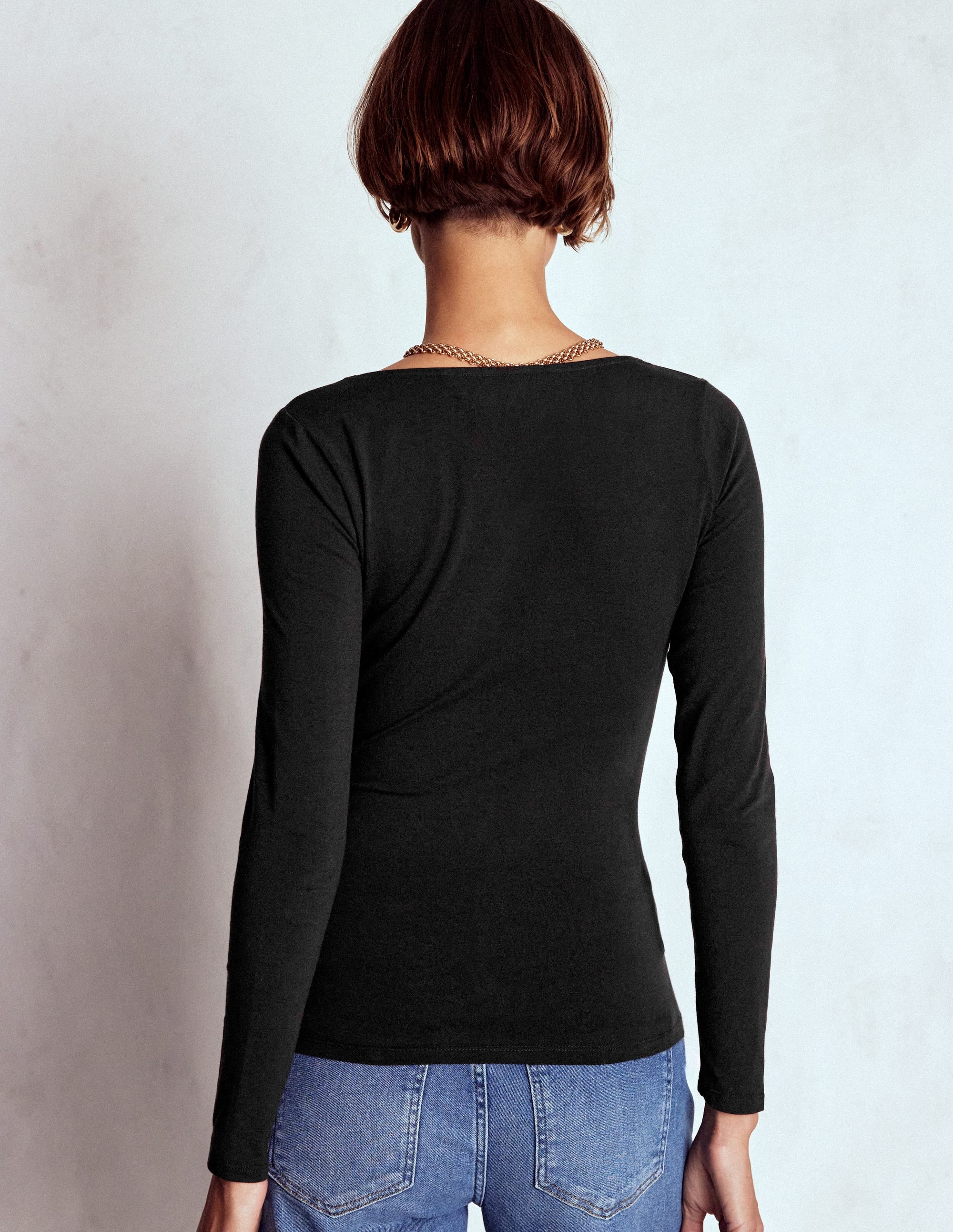 Double Layer Square Neck Top-Black - Image 3